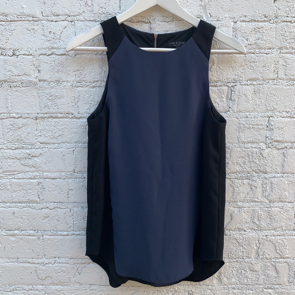 Rag & Bone blue and black dressy tank sz S